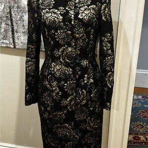 Hobbs Black and Gold Floral Jacquard Blazer Size 6